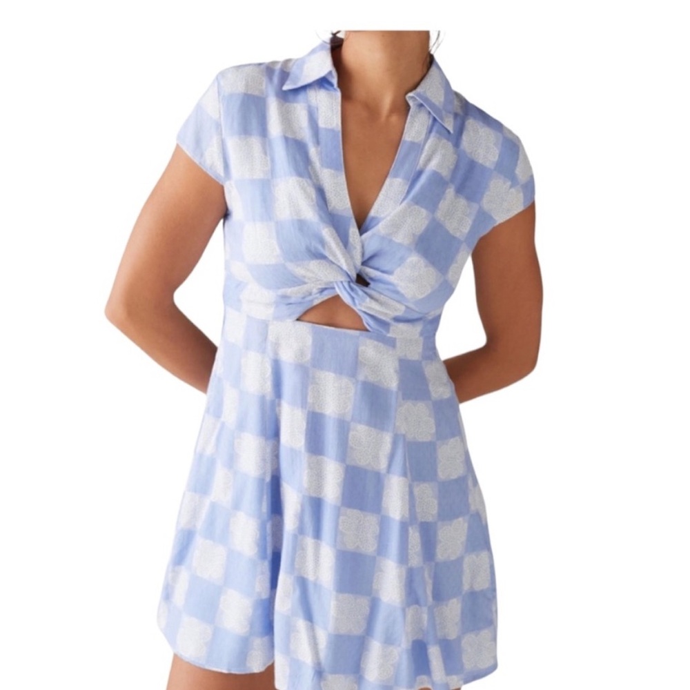 Urban Outfitters Blue and White Checkered Mini Dress